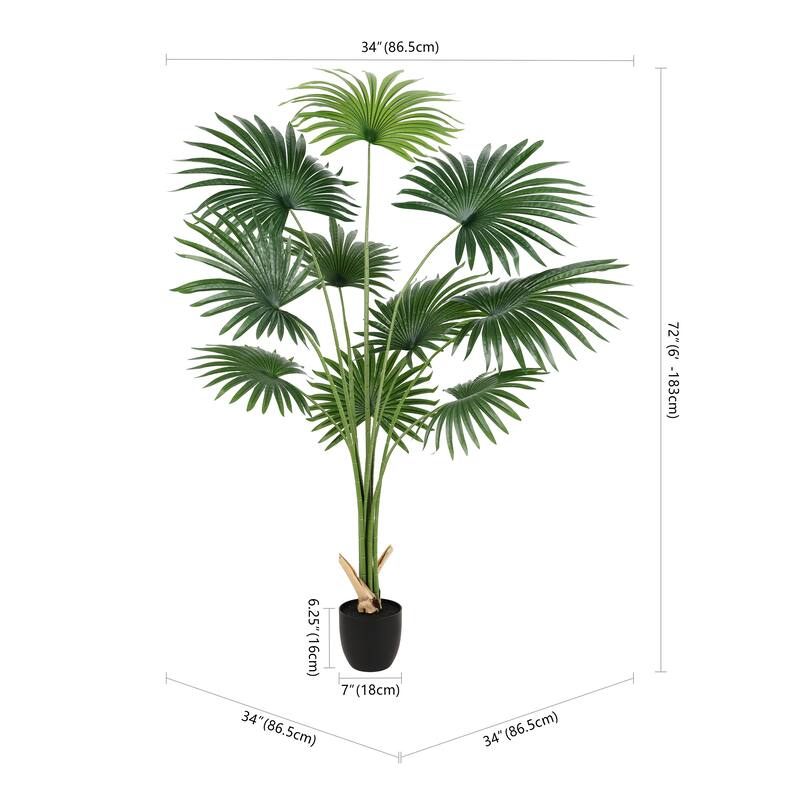 SAFAVIEH Lesa Faux Palm 72-inch Potted Tree - 34" W x 34" D x 72" H - 34Wx34Dx72H