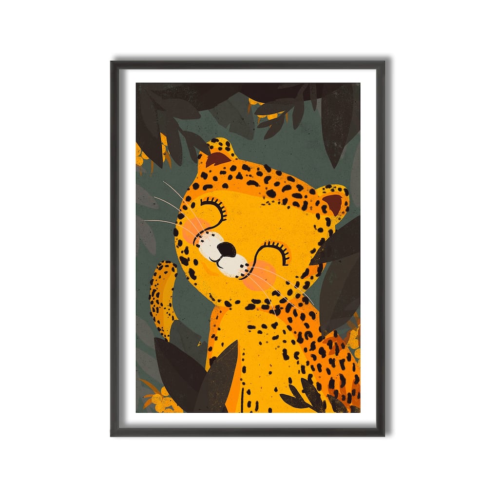 Kids Framed Art Print Little Leo by Treechild - Multi-Color