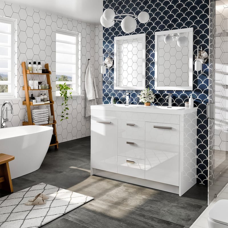 Eviva Lugano 48" White DS Bath Vanity with Integrated Sink