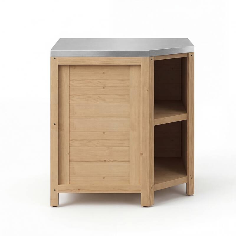 Modular Outdoor Kitchen Island Set, 100% Solid Wood BBQ Cabinet , Patio Kitchen Bar Table