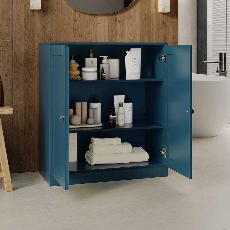Palace Imports 100% Solid Wood 32" Bathroom Storage Cabinet with Shaker Doors and Adjustable Shelves