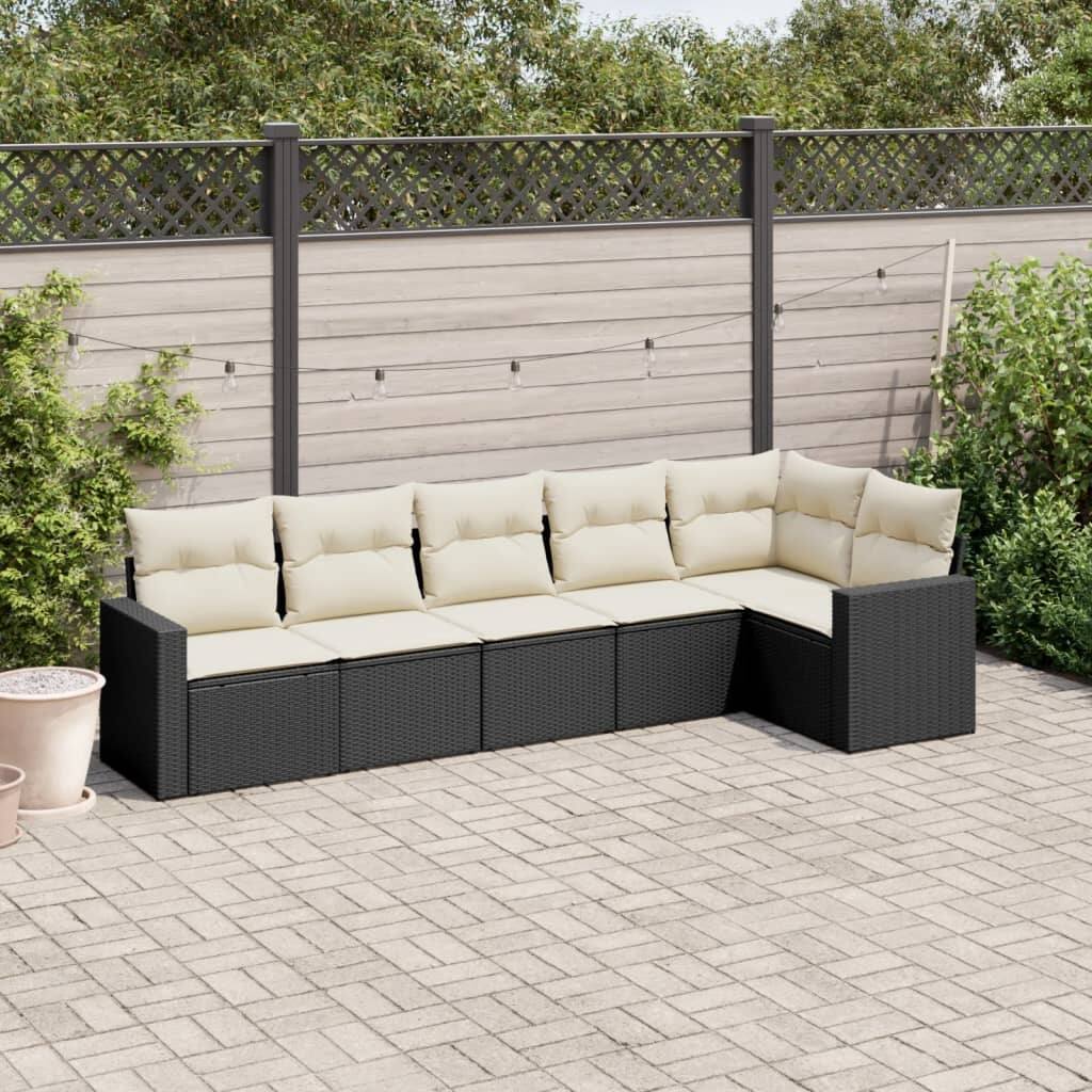 vidaXL Garden Sofa Set 7 Piece with Cushions Outdoor Sofa Couch Poly Rattan - 24.4 x 25.8 x 27.2 in (W x L x H)