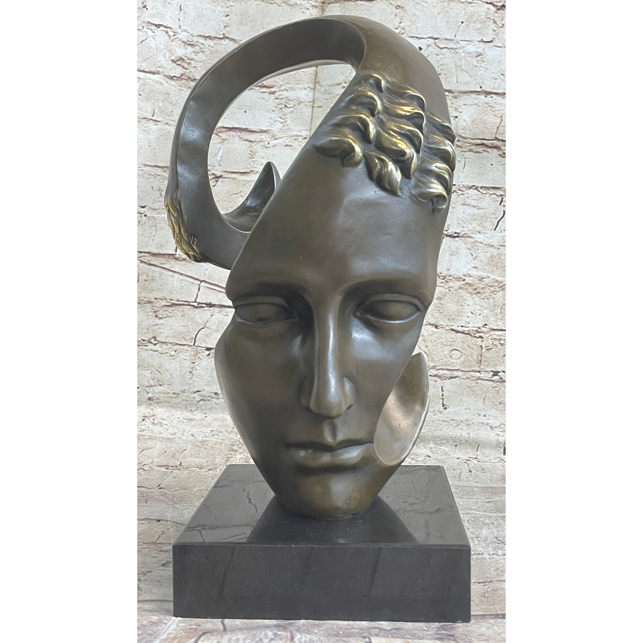Abstract Metal Face Art Sculpture Bronze By Salvador Dali Home Decoration