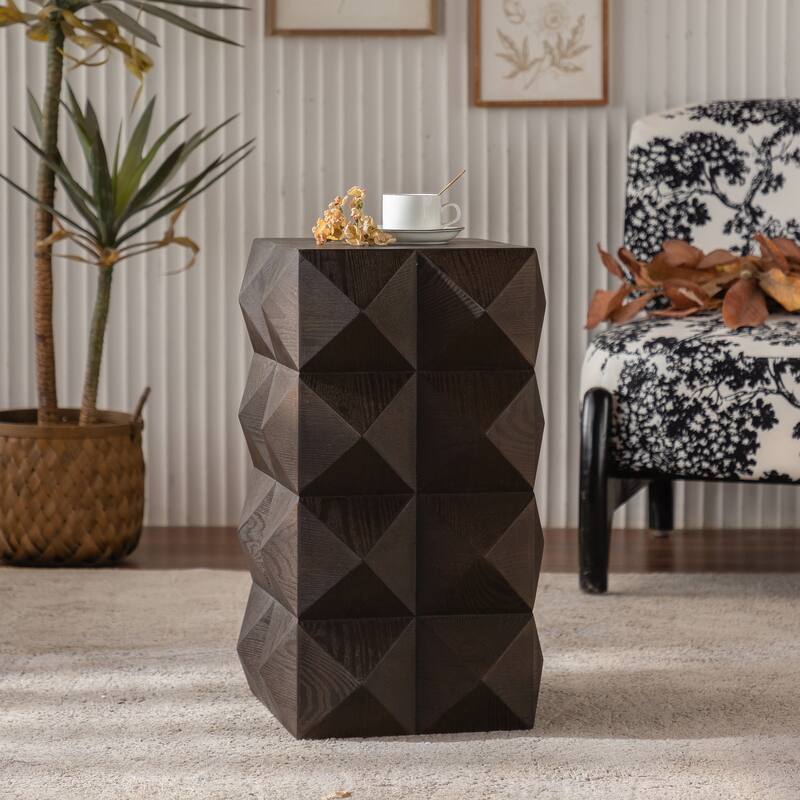 23.62" Height Three-dimensional Embossed Pattern Design Retro Side Table