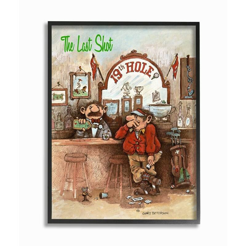 Stupell The Last Shot Funny Golf Cartoon Sports Design Framed Wall Art, Design By Artist Gary Patterson - 24 x 30 - Black