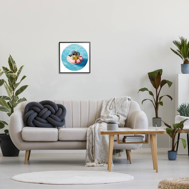 Stupell Bird Reading Book Pool Float Beverly Hills Sun Hat Framed Wall Art - Pink