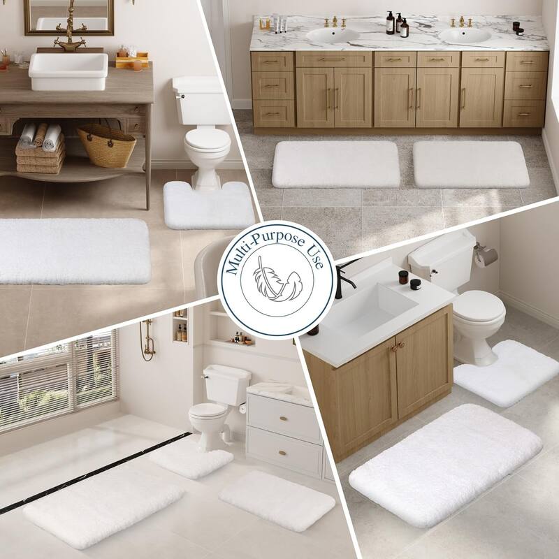 Bathroom Rug Non Slip Bath Mat for Bathroom, Water Absorbent Soft Microfiber Shaggy Bathroom Mat Machine Washable Bath Rug