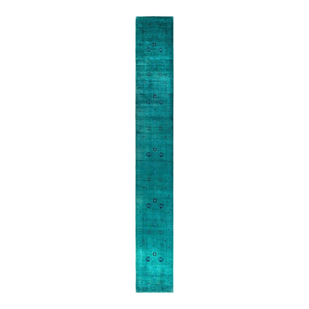 Contemporary Overdyed Wool Hand Knotted Runner - 2' 7" x 18' 8"