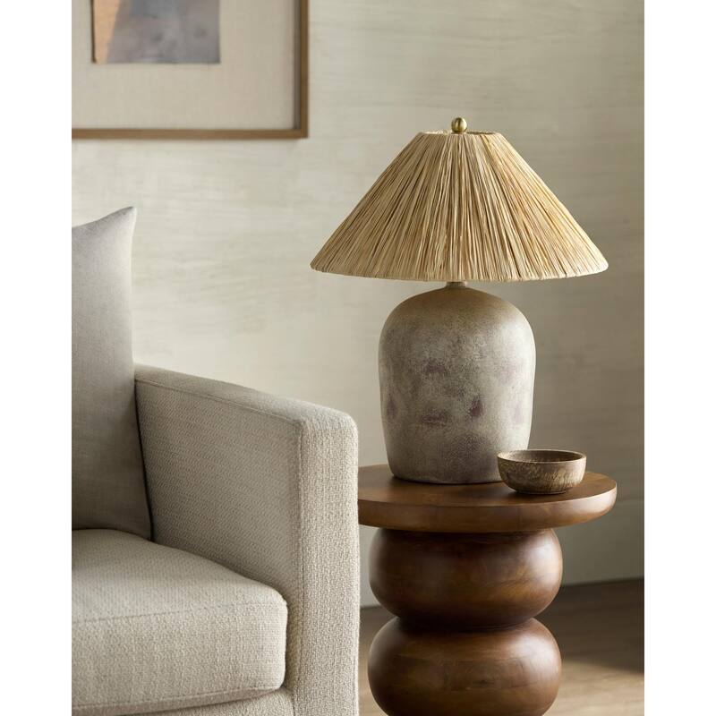 Livabliss Otahu Traditional Accent Table Lamp - 20"H x 17"W x 17"D - Brown/Gray