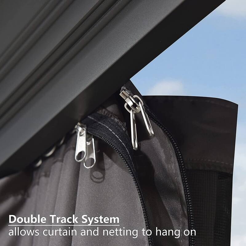 PURPLE LEAF Hardtop Patio Gazebo 12 x 18FT Galvanized Steel Roof Awning w Chaise Lounge