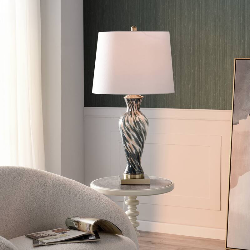 StyleCraft Glass Table Lamp - Igny Gold - White Shade