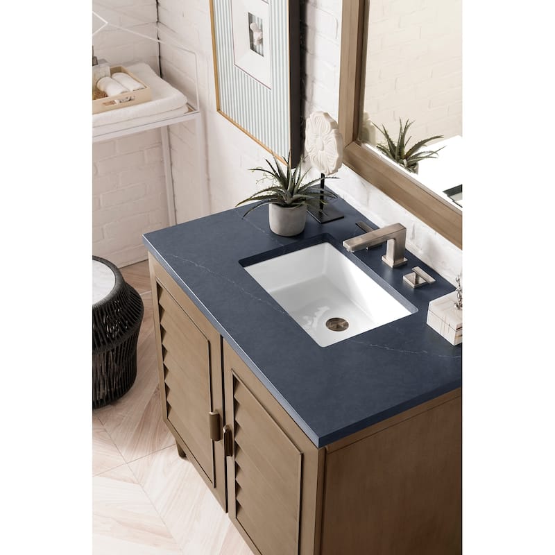 James Martin Vanities Portland 36" Single Vanity, Whitewashed Walnut - 36 x 23.5 x 34.3 - Charcoal Soapstone Quartz