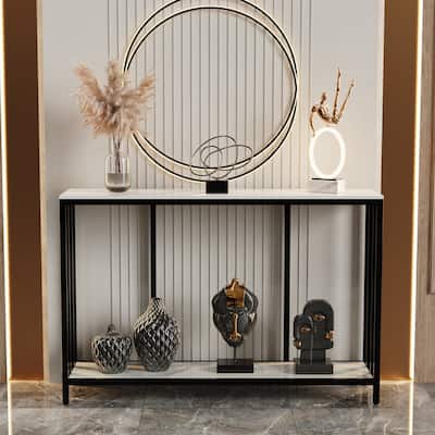 Heavy Duty Modern Narrow Industrial Console Table - 47.2" x 11.8" x 30.7"