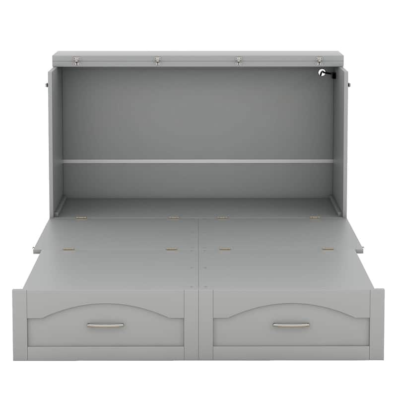 Queen/Full Size Murphy Bed with drawer and a set of Sockets & USB Ports