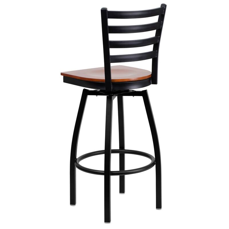 2 Pack Hercules Series Ladder Back Swivel Metal Barstool - 16.5"W x 20.5"D x 44.5"H - 16.5"W x 20.5"D x 44.5"H