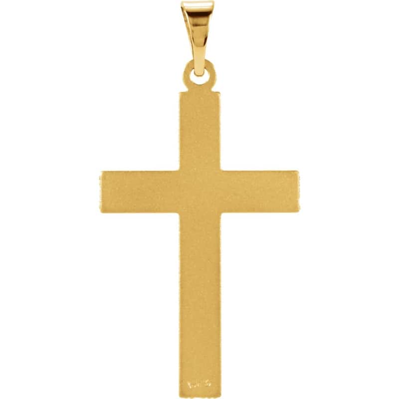 Curata 14k Yellow Gold Ridged Cross Pendant Necklace, 16" (22x14mm)
