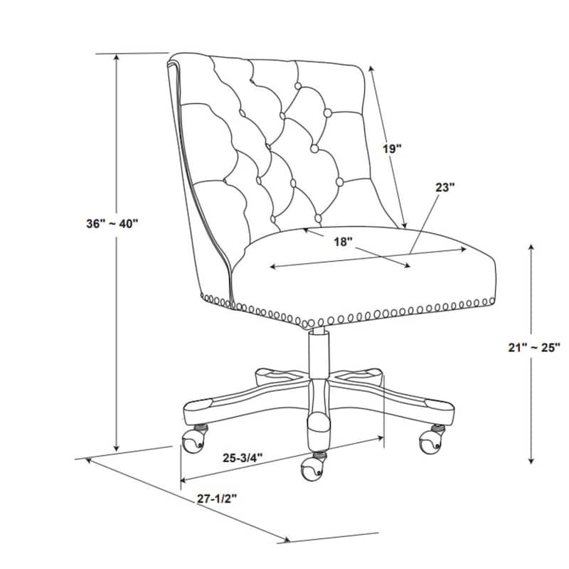 Solid Adjustable Plush Tufted Office Chair - 41.5" - Gray