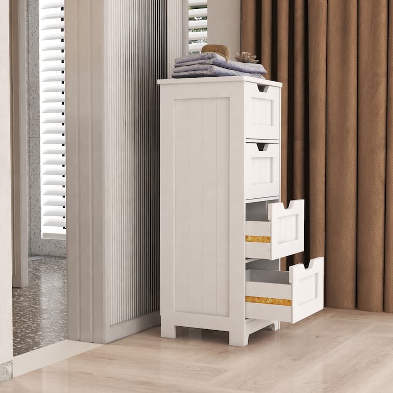 Freestanding storage cabinet with 4 drawers - White