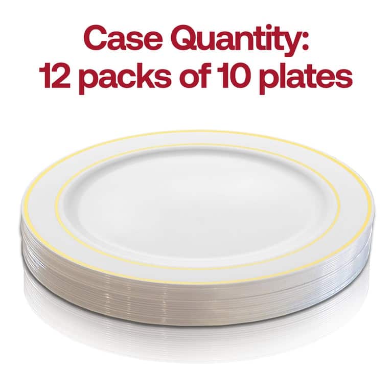 Shiny Round Edge Rim Disposable Plastic Plate Packs - Party Supplies