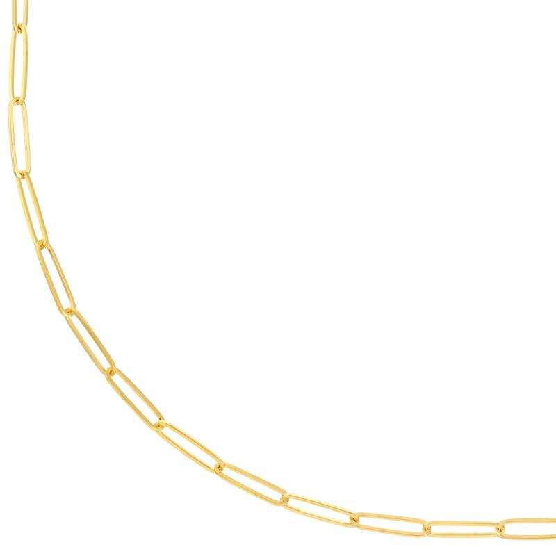 Curata 14k Yellow Gold 2.6mm Paper Clip Chain Necklace (Lobster)