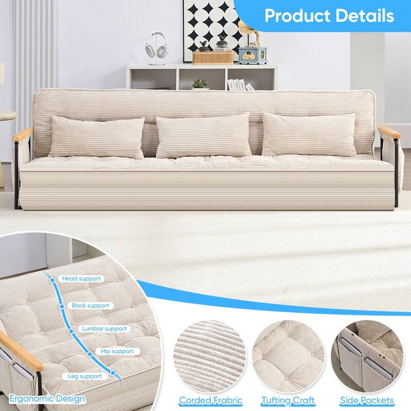 Mixoy Muti-Functional Folding Floor Sofa Bed,3-Seater,2-Seater,1-Seater Lazy Futon Sofa with 6 Position Adjustable Backrest