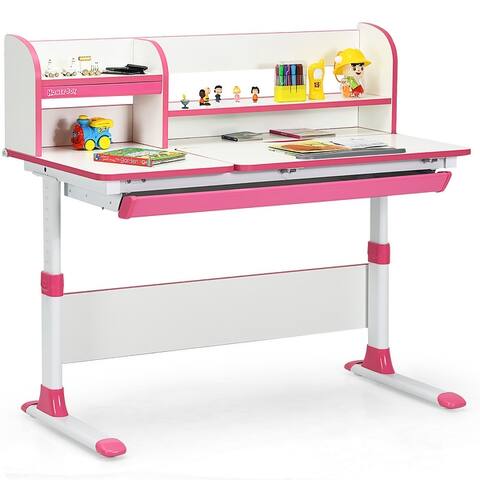 Costway Adjustable Height Kids Study Desk Drafting Table Computer - 47'' x 24'' x (33''-43'')