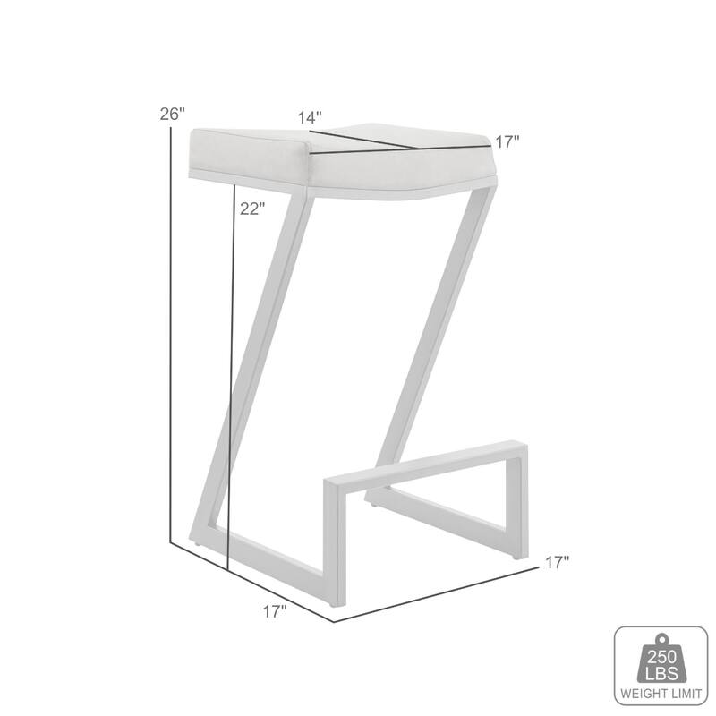 Alta Backless Counter Stool, Z Black Iron Footrest, Gray Faux Leather