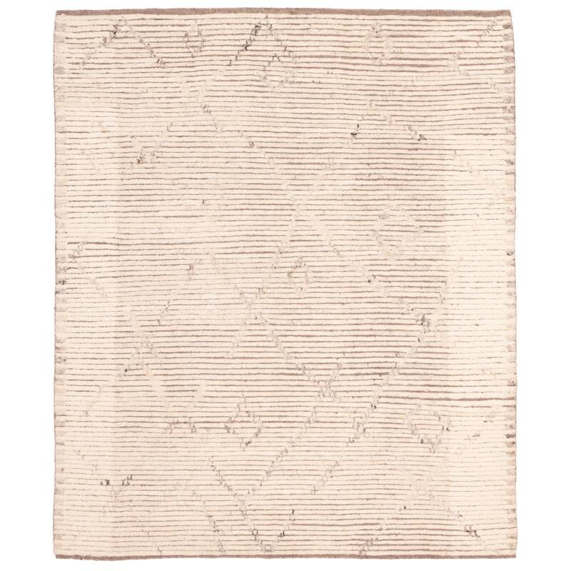 ECARPETGALLERY Hand-knotted Looma Cream Wool Rug - 8'2 x 10'0