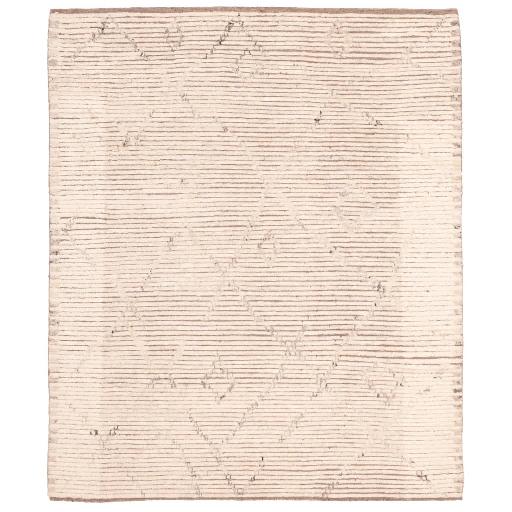 ECARPETGALLERY Hand-knotted Looma Cream Wool Rug - 8'2 x 10'0