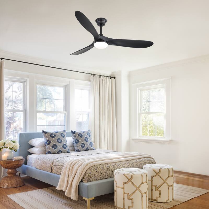 60 Inch Ceiling Fan with Lights 2 Downrods, 3 ABS Fan Blades, High CFM Quiet Energy Efficient DC Motor