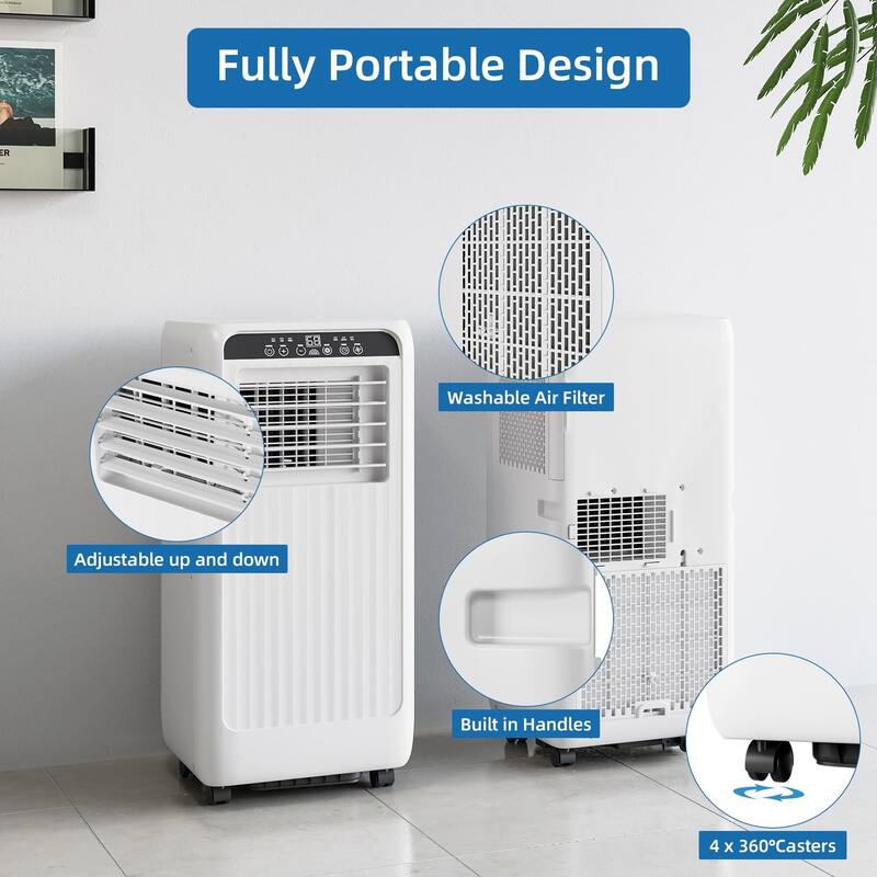 8,000 BTU Portable Air Conditioner, Portable AC Built-in Cool with Dehumidifier and Fan Modes for Room up to 350 sq.ft