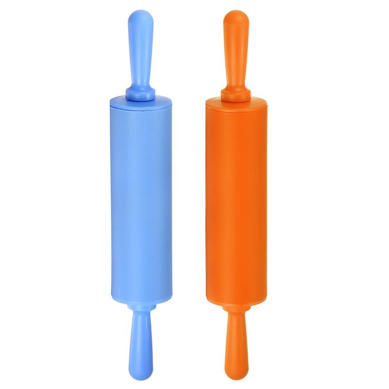 Silicone Rolling Pins for Baking 30cm x 4.2cm Blue & Orange - Blue & Orange