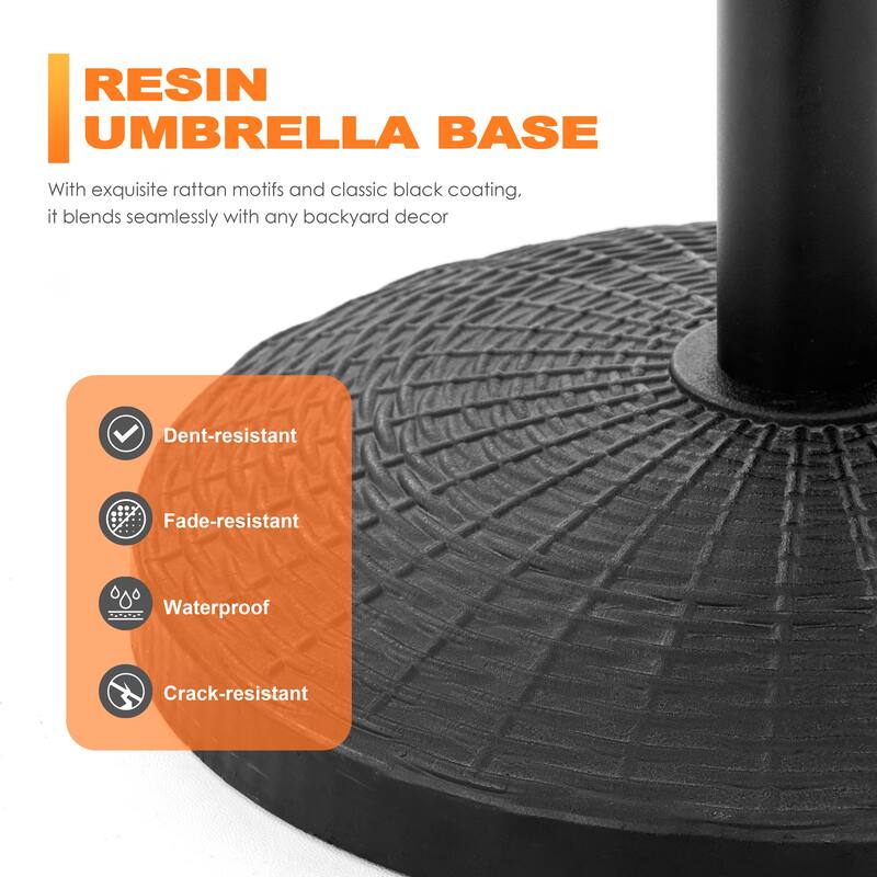 Outdoor 22 lb. Round Black Patio Umbrella Base, Resin and Concrete