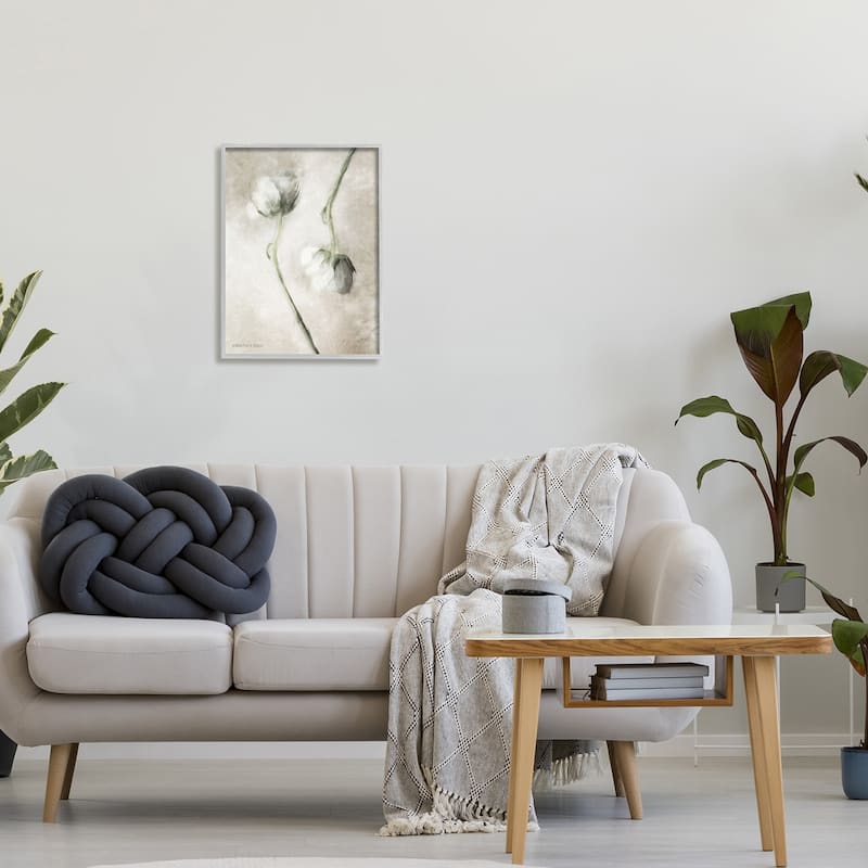 Stupell White Floral Stems Botanical Vintage Rose Blossom Painting Framed Wall Art,Design by Bluebird Barn - Green