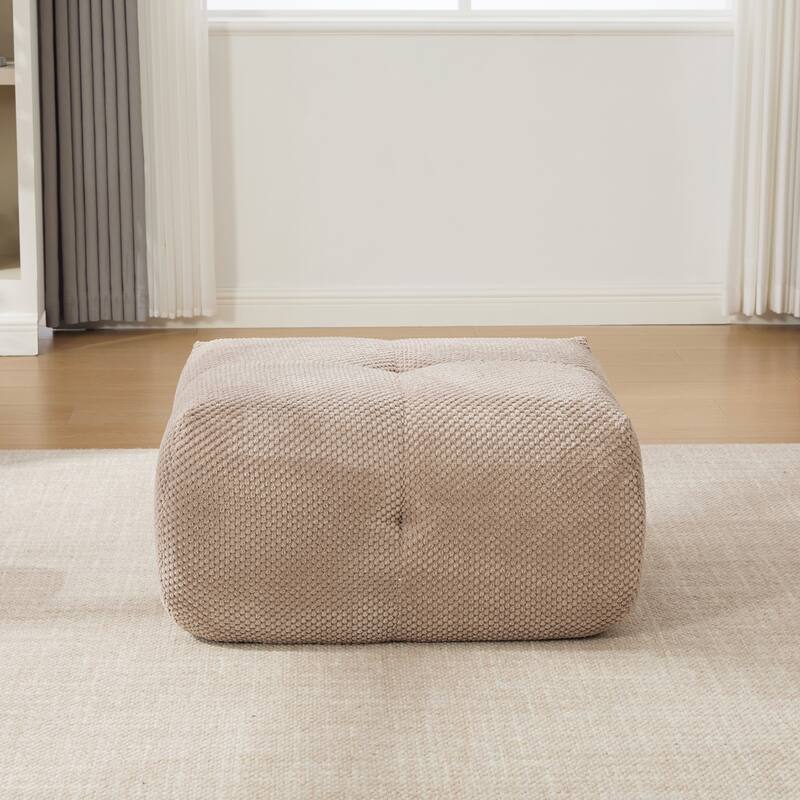 Modular Cloud Armless Accent Chair with Ottoman Set, Modern Boneless Deep Seat Single Sofa Soft Lounger with Footstool