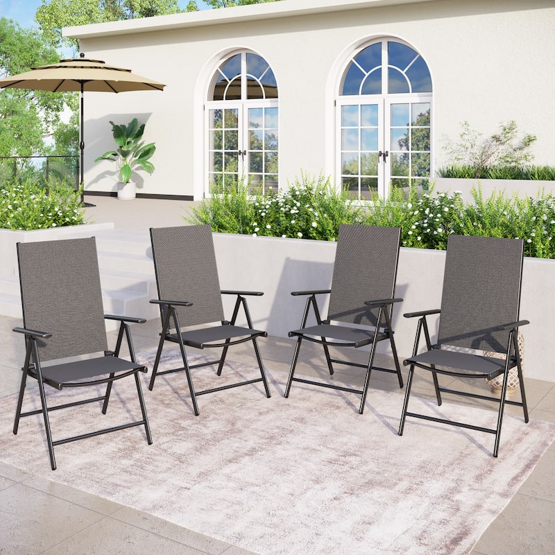 Outdoor Folding Sling Dining Chair Aluminum & Steel Frame, Set of 4