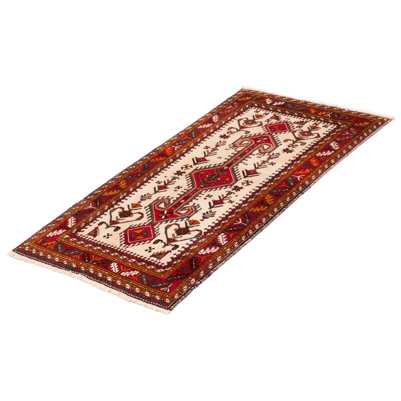 ECARPETGALLERY Hand-knotted Melis Cream Wool Rug - 3'4 x 6'0