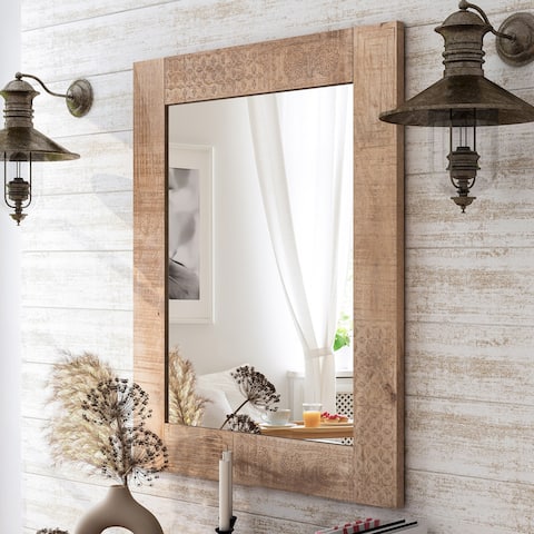 Furniture of America Carina Solid Wood Rectangle Wall Mirror