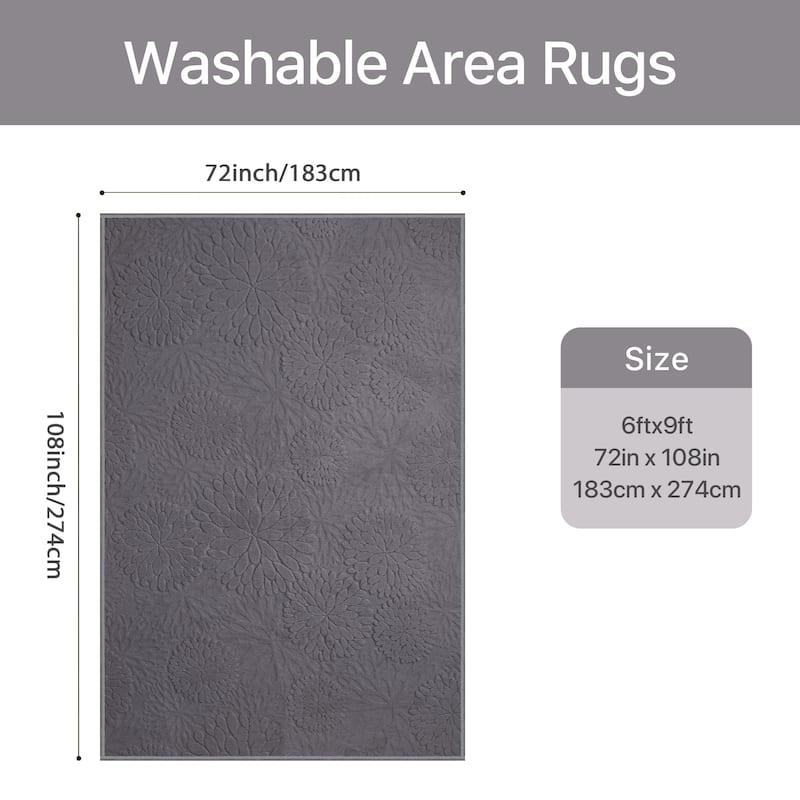 Mcow High-Low Textured Plush Washable Non-Slip Area Rug