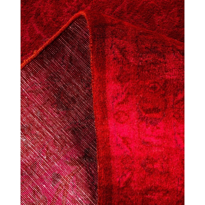 Overton Hand Knotted Wool Vintage Inspired Modern Contemporary Overdyed Pink Area Rug - 9' 0" x 12' 1"