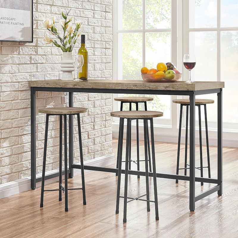 VECELO 3 Piece Pub Dining Table Set, Modern Round bar Table Set (Set of 3)