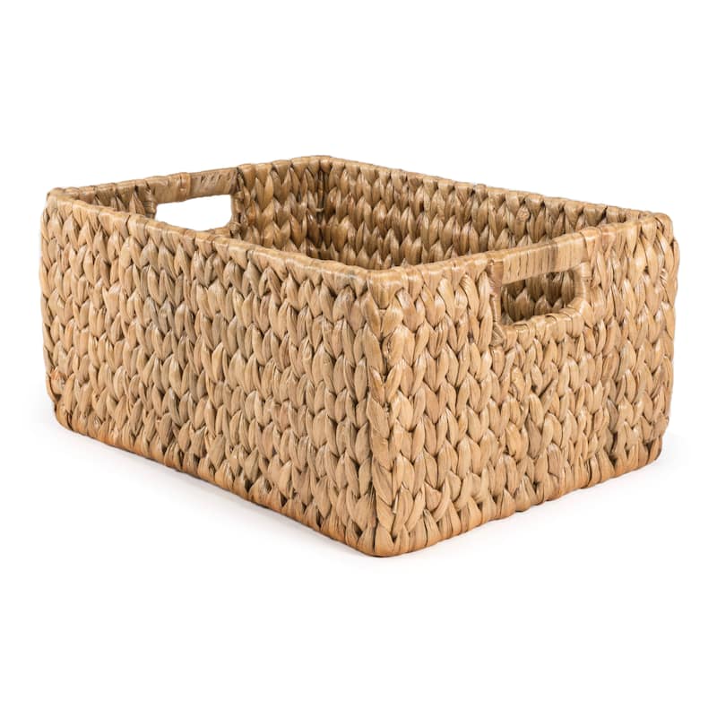 happimess Leif Rustic Minimalist Hand-Woven Hyacinth Nesting Baskets with Handles, Natural (Set of 2)
