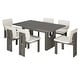 preview thumbnail 12 of 35, Roomfitters 7 Pcs Retro Dining Set with Rectangular Table and Designed Trestle Base, Includes 6 Upholstered Chairs