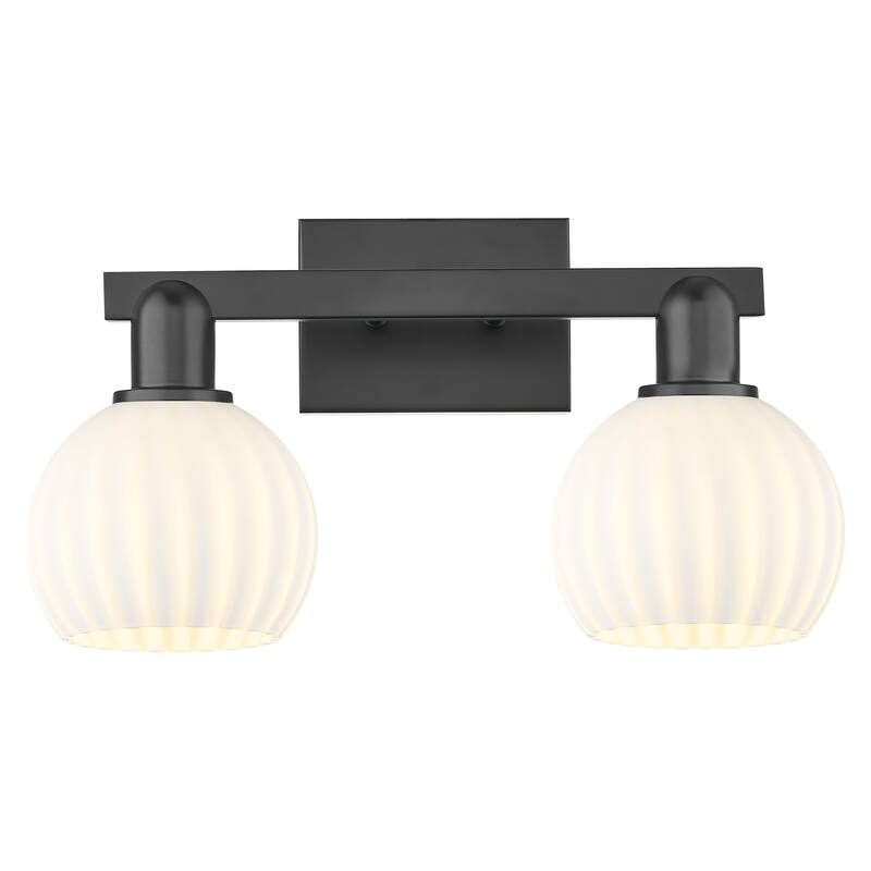Innovations Lighting Endless Possibilities Arcadia - White Venetian - 2 Light 17" Bath Vanity Light - Matte Black