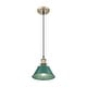 preview thumbnail 2 of 1, Yep by Golden Lighting Orwell 1-light 8in Pendant in Aged Brass and Pine Green shade - Small Pendant - 7"