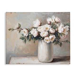 Stupell White Flowers in Vase Still Life Canvas Wall Art Design By ...