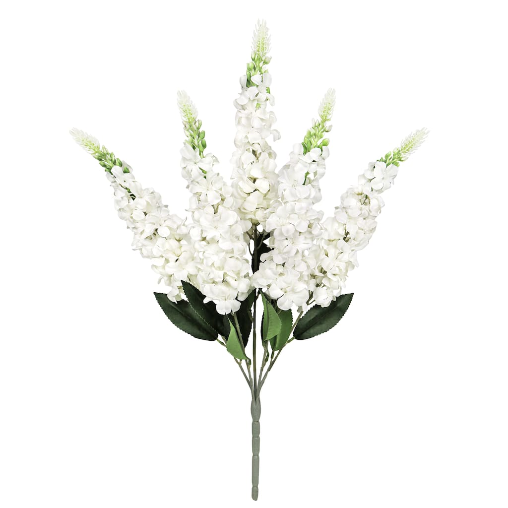 Set of 2 White Artificial Larkspur Flower Stem Bush Bouquet 23in - 23" L x 8" W x 8" DP