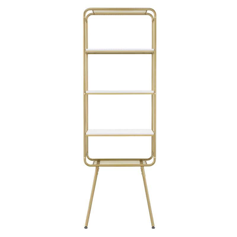 Greste Contemporary Gold 4-Shelf Steel Bookcase by Furniture of America
