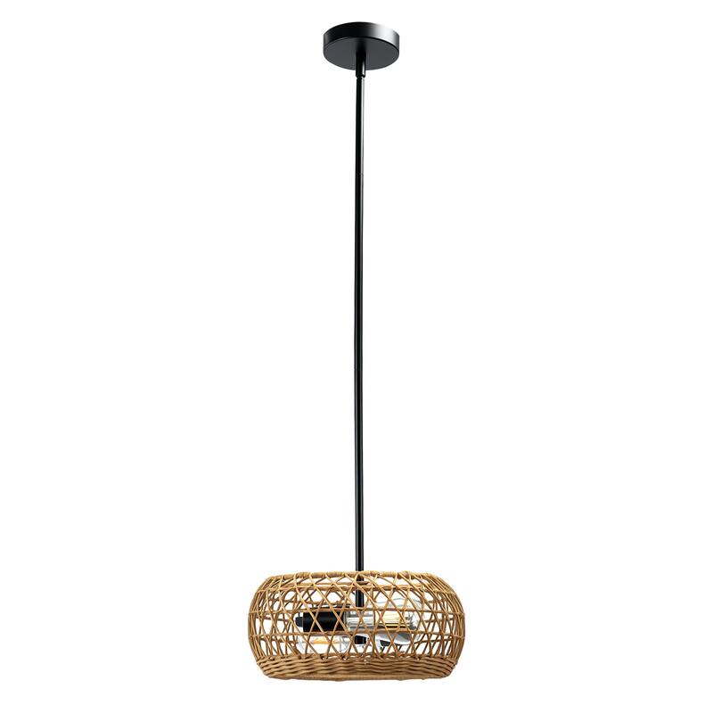 2-Light Hand Woven Pendant Rustic Hanging Lighting for Kitchen Island Bedroom, Dining Room, Living Room, Entryway - N/A