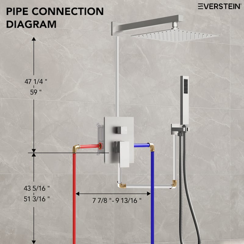 10" Rain Shower Head High Pressure Wall Mount Shower System, Bathroom Shower Faucet Set with Handheld Spray